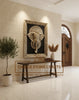Antique Finish Marble Elephant Face Mural