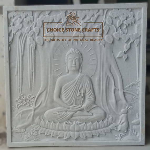 Marble Stone Buddha Meditation Wall Mural