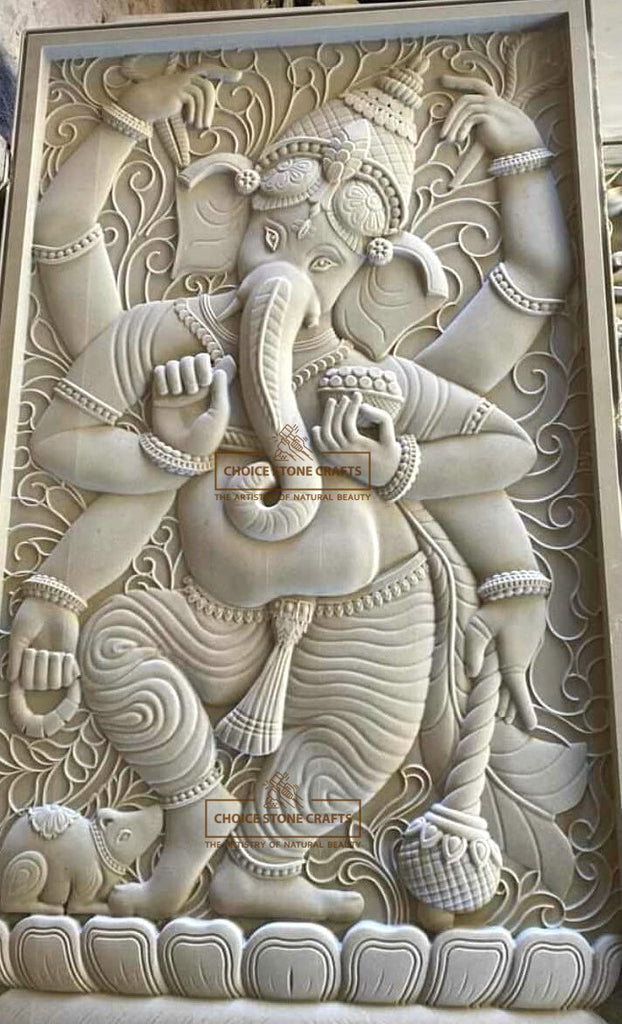 Dancing Ganpati Ji Stone Wall Mural