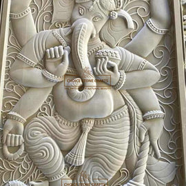 Dancing Ganpati Ji Stone Wall Mural