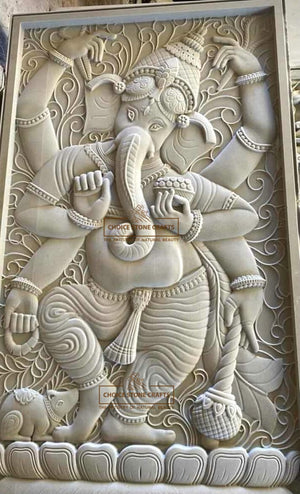Dancing Ganpati Ji Stone Wall Mural