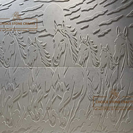 Seven Horses Marble Stone Mural