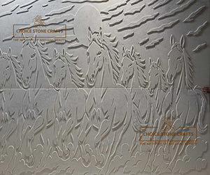 Seven Horses Marble Stone Mural