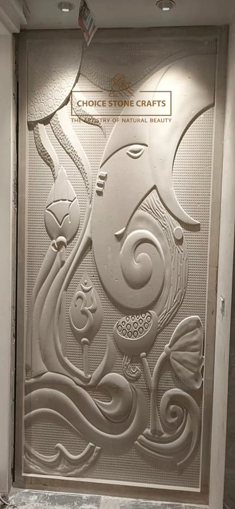 Ganpati Natural Stone Wall Mural for Entrance Wall