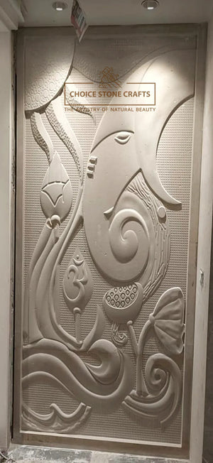 Ganpati Natural Stone Wall Mural for Entrance Wall