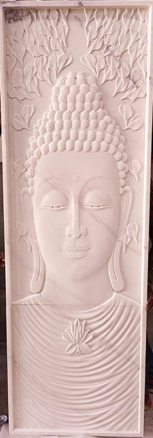 Marble Buddha Face Mural