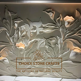 Lighting Flower Leaf Stone Carving
