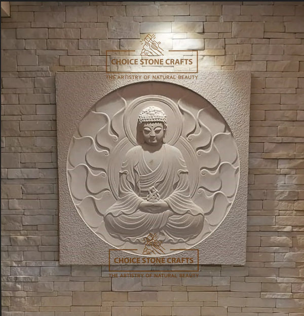Lotus Buddha Meditation Natural Stone Wall Mural