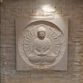Lotus Buddha Meditation Natural Stone Wall Mural