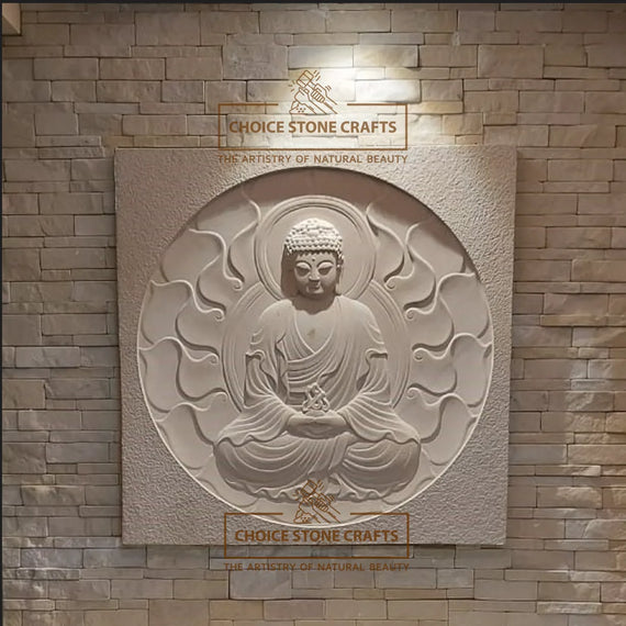 Lotus Buddha Meditation Natural Stone Wall Mural