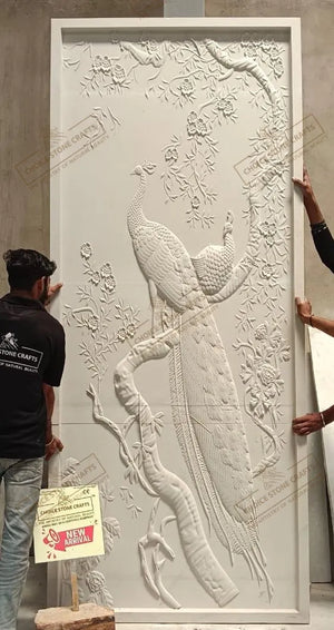 Peacock Natural Stone Wall Mural