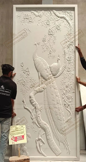 Peacock Natural Stone Wall Mural