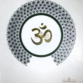 Om Peacock Design Temple Back Wall Stone Carving