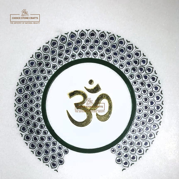 Om Peacock Design Temple Back Wall Stone Carving