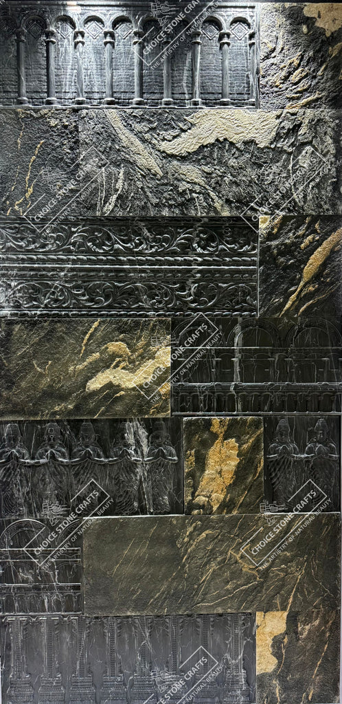 Stone Wall Carving Heritage Pattern