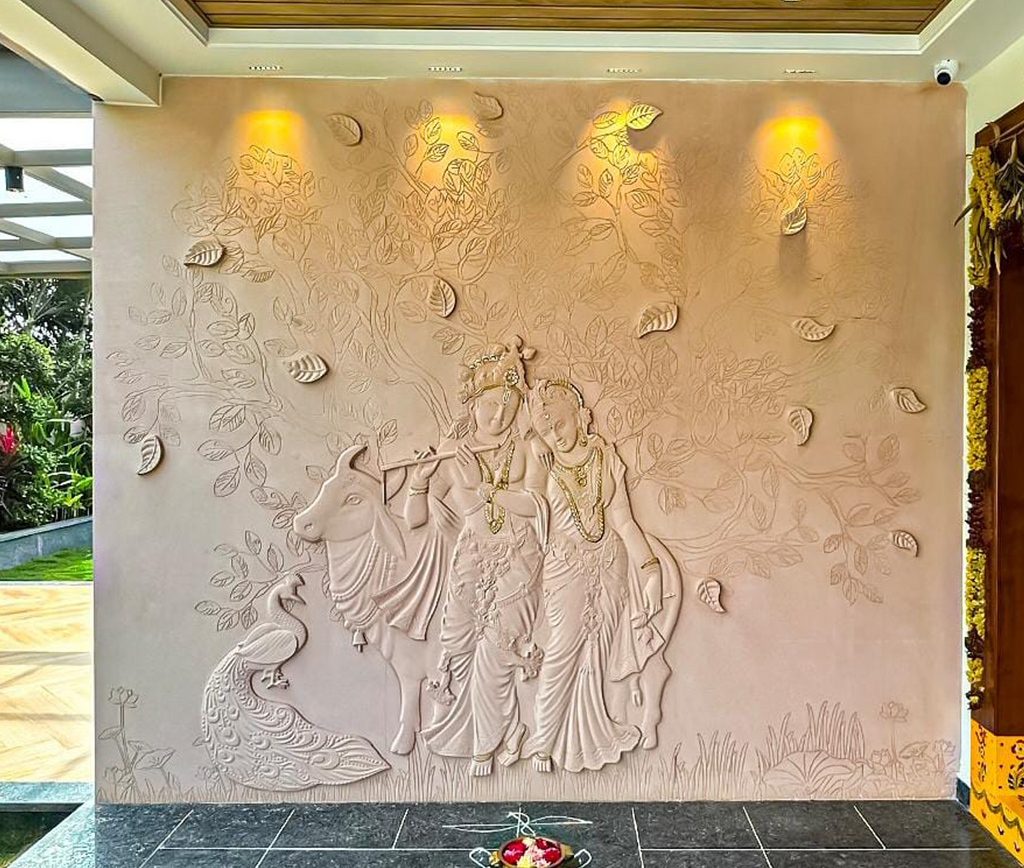 Radha Krishna Natural Stone Mural
