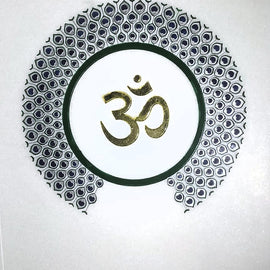 Om Peacock Design Temple Back Wall Stone Carving