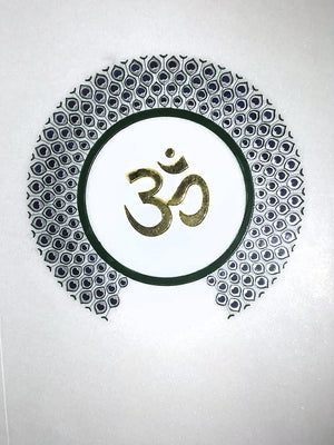 Om Peacock Design Temple Back Wall Stone Carving
