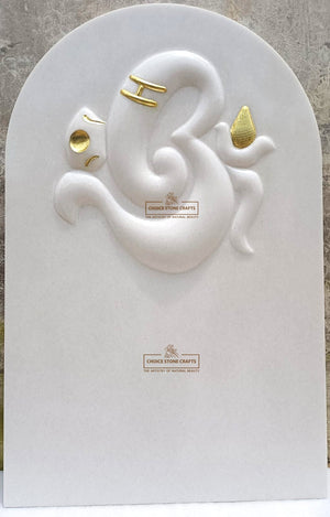 Temple Back Wall Marble Stone Carving Om Ganeshji
