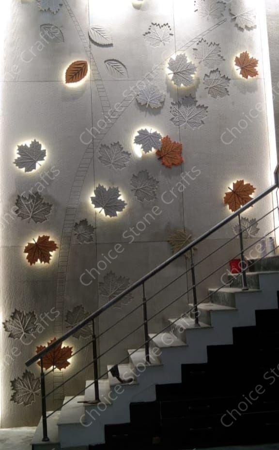 STAIRES STONE WALL CARVING