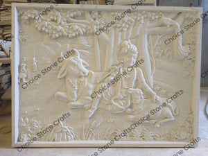 Bal Krishna With Cow Stone Mural