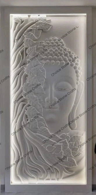 Buddha Face Stone Wall Mural