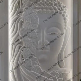 Buddha Face Stone Wall Mural