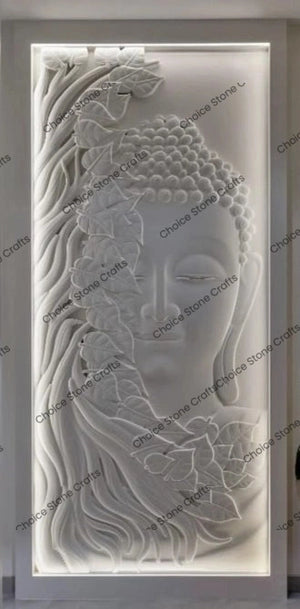 Buddha Face Stone Wall Mural