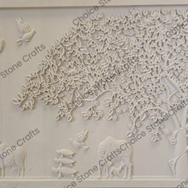 Kamdhenu under Kalpavriksh Natural Stone Mural