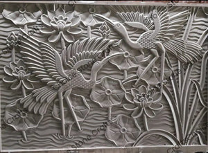 Lotus And Birds In a Pond Stone Mural