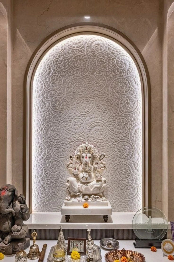 Puja Room Stone Wall Carving Bail leaf