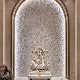 Puja Room Stone Wall Carving Bail leaf