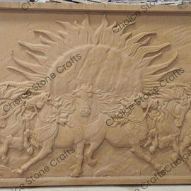 Seven Horeses Running at Sunrise Stone wall Mural