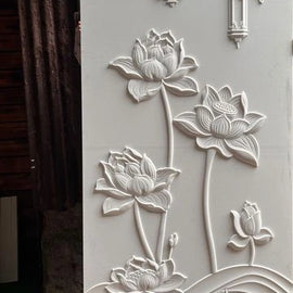 Stone Wall Carving Lotus Pond