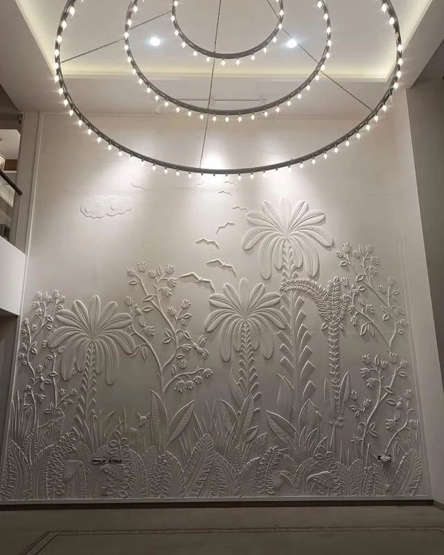 Stone Wall Carving Nature Theme