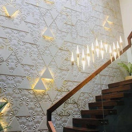 Stone Wall Carving Triangular Pattern